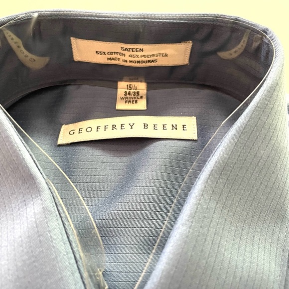 Men’s vintage Geoffrey Beene Sateen blue long sleeve dress shirt, never worn. - Picture 2 of 3